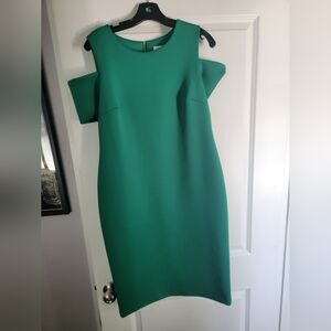 Calvin Klein Peek-a-Boo Shoulders Green Dress